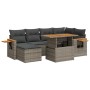 Set sofás jardín y cojines 7 pzas ratán sintético acacia gris de , Conjuntos de jardín - Ref: Foro24-3327623, Precio: 484,93 ...