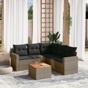 Set de muebles de jardín 6 pzas y cojines ratán sintético gris en Conjuntos de jardín | Comprar online en Foru.es