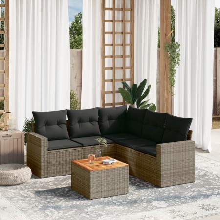 Set de muebles de jardín 6 pzas y cojines ratán sintético gris en Conjuntos de jardín | Comprar online en Foru.es