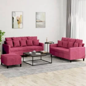 Juego de sofás con cojines 3 piezas terciopelo rojo tinto de , Sofás - Ref: Foro24-3201714, Precio: 473,23 €, Descuento: %