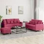 Juego de sofás con cojines 3 piezas terciopelo rojo tinto by , Sofas - Ref: Foro24-3201714, Price: 473,23 €, Discount: %