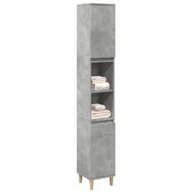 Armario de baño madera contrachapada gris hormigón 30x30x190 cm de , Tocadores de baño - Ref: Foro24-857101, Precio: 72,58 €,...