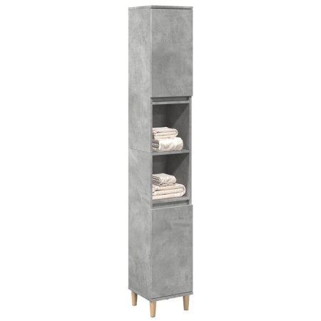 Armario de baño madera contrachapada gris hormigón 30x30x190 cm de , Tocadores de baño - Ref: Foro24-857101, Precio: 72,58 €,...