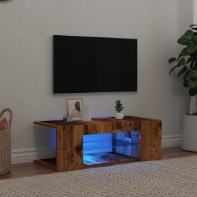 Mueble TV luces LED madera ingeniería envejecida 90x39x30 cm de , Muebles TV - Ref: Foro24-856325, Precio: 54,95 €, Descuento: %