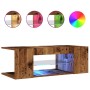 Mueble TV luces LED madera ingeniería envejecida 90x39x30 cm de , Muebles TV - Ref: Foro24-856325, Precio: 54,95 €, Descuento: %