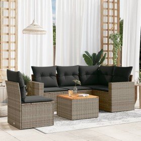 Set de muebles de jardín 6 pzas y cojines ratán sintético gris en Conjuntos de jardín | Comprar online en Foru.es