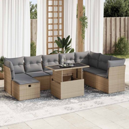 Set de sofás de jardín con cojines 9 pzas ratán sintético beige de , Conjuntos de jardín - Ref: Foro24-3327799, Precio: 622,0...