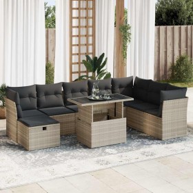 Set muebles jardín 9 pzas y cojines ratán sintético gris claro de , Conjuntos de jardín - Ref: Foro24-3327802, Precio: 642,34...