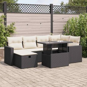 Set de sofás de jardín 7 pzas con cojines ratán sintético negro de , Conjuntos de jardín - Ref: Foro24-3327816, Precio: 478,4...