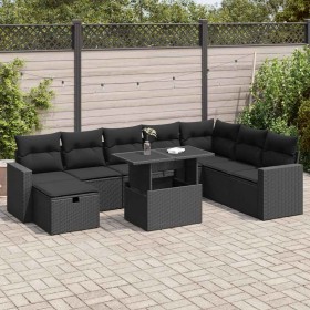 Set de sofás de jardín con cojines 9 pzas ratán sintético negro de , Conjuntos de jardín - Ref: Foro24-3327835, Precio: 635,4...