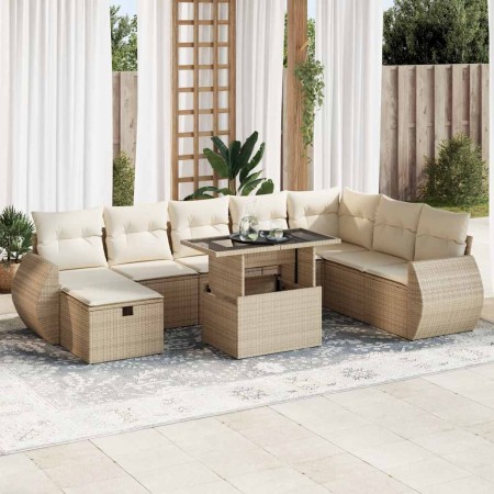 Set de sofás de jardín con cojines 9 pzas ratán sintético beige de , Conjuntos de jardín - Ref: Foro24-3327918, Precio: 714,7...