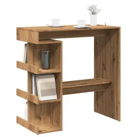 Mesa bar con estante almacenaje roble artisan 100x50x101,5 cm de , Mesas de cocina y de comedor - Ref: Foro24-856759, Precio:...