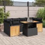 Set sofás jardín y cojines 7 pzas ratán sintético acacia negro de , Conjuntos de jardín - Ref: Foro24-3327674, Precio: 512,63...