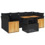 Set sofás jardín y cojines 7 pzas ratán sintético acacia negro de , Conjuntos de jardín - Ref: Foro24-3327674, Precio: 512,63...