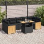 Set sofás jardín y cojines 8 pzas ratán sintético acacia negro de , Conjuntos de jardín - Ref: Foro24-3327681, Precio: 546,94...