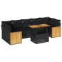 Set sofás jardín y cojines 8 pzas ratán sintético acacia negro de , Conjuntos de jardín - Ref: Foro24-3327681, Precio: 546,94...