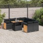 Set sofás jardín y cojines 9 pzas ratán sintético acacia negro de , Conjuntos de jardín - Ref: Foro24-3327688, Precio: 623,73...