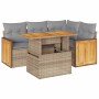 Set sofás jardín y cojines 5 pzas ratán sintético acacia beige de , Conjuntos de jardín - Ref: Foro24-3327706, Precio: 379,59...