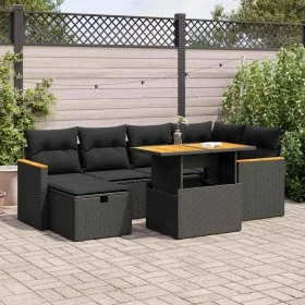 Set de sofás de jardín y cojines 8 piezas ratán sintético negro de , Conjuntos de jardín - Ref: Foro24-3328112, Precio: 491,8...