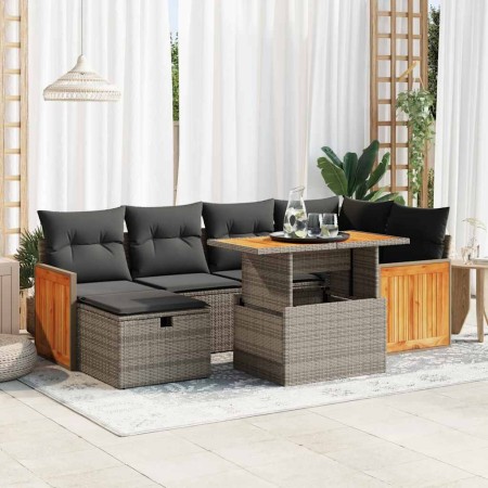 Set de sofás de jardín y cojines 8 piezas ratán sintético gris de , Conjuntos de jardín - Ref: Foro24-3328159, Precio: 499,83...