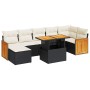 Set sofás jardín y cojines 7 pzas ratán sintético acacia negro de , Conjuntos de jardín - Ref: Foro24-3327738, Precio: 516,32...