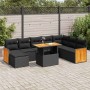 Set sofás jardín y cojines 7 pzas ratán sintético acacia negro de , Conjuntos de jardín - Ref: Foro24-3327744, Precio: 586,57...