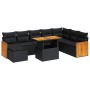 Set sofás jardín y cojines 7 pzas ratán sintético acacia negro de , Conjuntos de jardín - Ref: Foro24-3327744, Precio: 586,57...