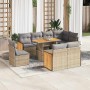 Set sofás jardín y cojines 9 pzas ratán sintético acacia beige de , Conjuntos de jardín - Ref: Foro24-3327727, Precio: 647,87...