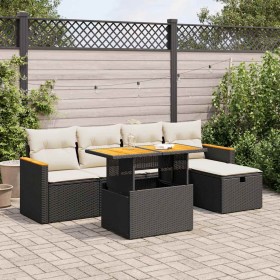 Set de sofás de jardín 6 piezas y cojines ratán sintético negro de , Conjuntos de jardín - Ref: Foro24-3328106, Precio: 386,7...