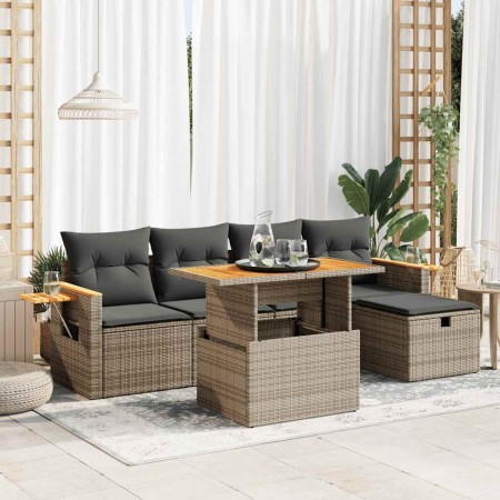 Set de muebles de jardín 6 pzas y cojines ratán sintético gris de , Conjuntos de jardín - Ref: Foro24-3328131, Precio: 412,25...