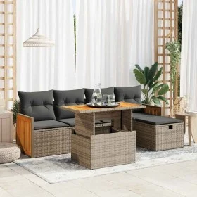 Set de muebles de jardín 6 pzas y cojines ratán sintético gris de , Conjuntos de jardín - Ref: Foro24-3328152, Precio: 410,63...
