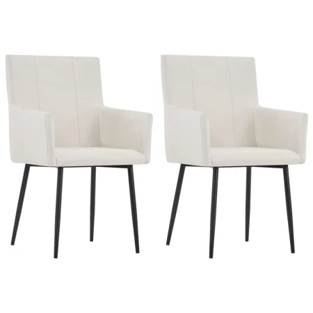 Sillas de comedor con reposabrazos 2 uds tela color crema de , Sillas de comedor - Ref: Foro24-282061, Precio: 153,66 €, Desc...