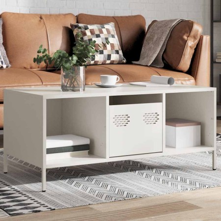Mesa de centro acero laminado en frío blanco 101,5x50x43,5 cm de , Mesas de centro - Ref: Foro24-851279, Precio: 124,98 €, De...