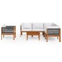 Muebles de jardín 7 pzas cojines crema madera maciza de acacia de vidaXL, Conjuntos de jardín - Ref: Foro24-3057889, Precio: ...