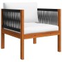 Muebles de jardín 6 pzas cojines crema madera maciza de acacia de vidaXL, Conjuntos de jardín - Ref: Foro24-3057880, Precio: ...