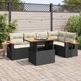 Set sofás jardín y cojines 5 pzas ratán sintético acacia negro de , Conjuntos de jardín - Ref: Foro24-3327598, Precio: 422,98...