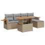 Set sofás jardín y cojines 7 pzas ratán sintético acacia beige de , Conjuntos de jardín - Ref: Foro24-3327587, Precio: 431,09...