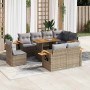 Set sofás jardín y cojines 9 pzas ratán sintético acacia beige de , Conjuntos de jardín - Ref: Foro24-3327615, Precio: 689,87...