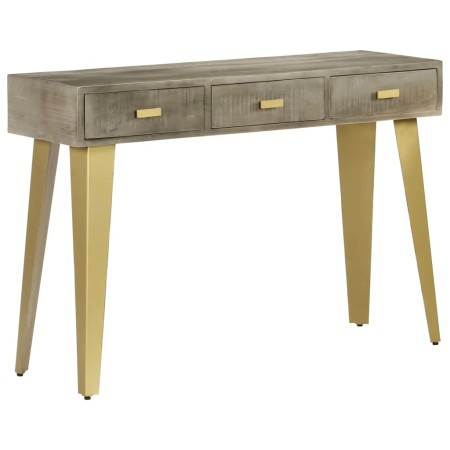 Mesa consola madera maciza de mango con latón gris 110x35x76 cm en Mesas auxiliares | Comprar online en Foru.es