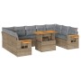 Set sofás jardín y cojines 10 pzas ratán sintético acacia beige de , Conjuntos de jardín - Ref: Foro24-3327643, Precio: 703,5...