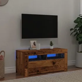 Mueble TV luces LED madera ingeniería envejecida 90x35x40 cm de , Muebles TV - Ref: Foro24-856321, Precio: 71,14 €, Descuento: %