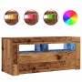 Mueble TV luces LED madera ingeniería envejecida 90x35x40 cm de , Muebles TV - Ref: Foro24-856321, Precio: 72,48 €, Descuento: %