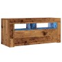 Mueble TV luces LED madera ingeniería envejecida 90x35x40 cm de , Muebles TV - Ref: Foro24-856321, Precio: 72,48 €, Descuento: %