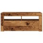 Mueble TV luces LED madera ingeniería envejecida 90x35x40 cm de , Muebles TV - Ref: Foro24-856321, Precio: 72,48 €, Descuento: %