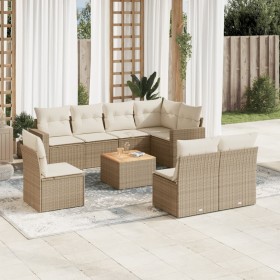 Set de sofás de jardín 9 pzas con cojines ratán sintético beige en Conjuntos de jardín | Comprar online en Foru.es