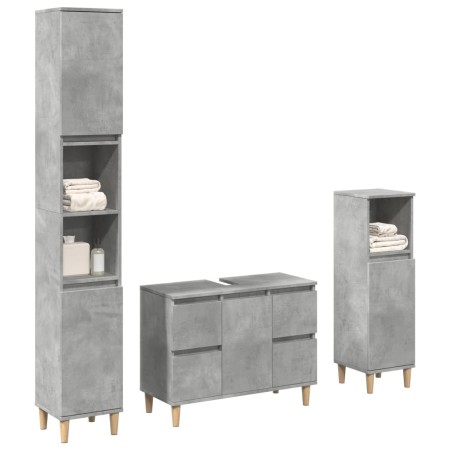 Set muebles de baño 2 piezas madera contrachapada gris hormigón de , Muebles de baño - Ref: Foro24-3324949, Precio: 190,12 €,...