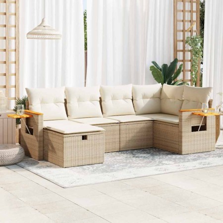 Juego de sofás jardín con cojines 6 pzas ratán sintético beige de , Conjuntos de jardín - Ref: Foro24-3325971, Precio: 479,98...