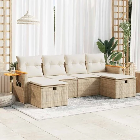 Juego de sofás jardín con cojines 6 pzas ratán sintético beige by , Garden sets - Ref: Foro24-3325999, Price: 438,56 €, Disco...