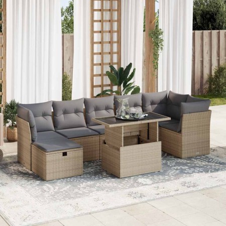 Set de sofás de jardín y cojines 8 piezas ratán sintético beige de , Conjuntos de jardín - Ref: Foro24-3327789, Precio: 535,6...