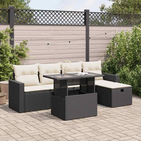 Set de sofás de jardín 6 piezas y cojines ratán sintético negro de , Conjuntos de jardín - Ref: Foro24-3327806, Precio: 402,5...
